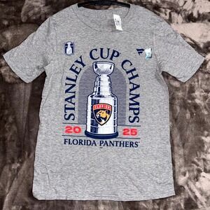 Florida Panthers T-Shirt Boys M 10/12 Gray‎ Fanatics Stanley Cup Champions 2025